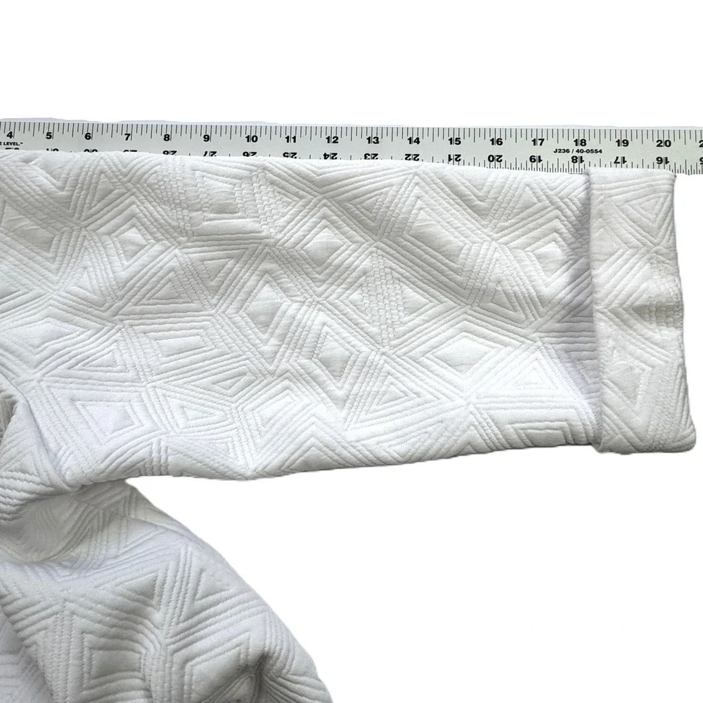 Calvin Klein White Quilted Geometric Pattern Coat Womens 16 Blazer Jacket Open‎